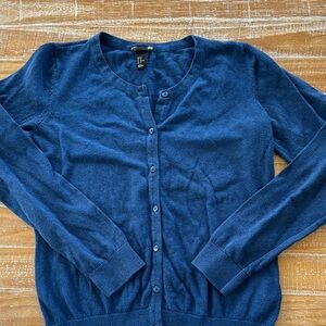 H&M Navy Blue Cardigan Fine-Knit Sweater